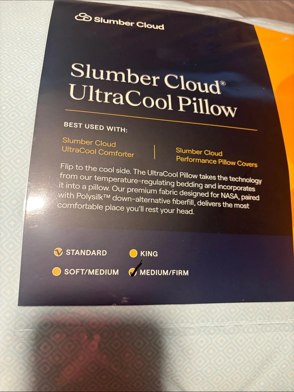 Slumber Cloud UltraCool Pillow - White - Cooling Comfort king size medium firm